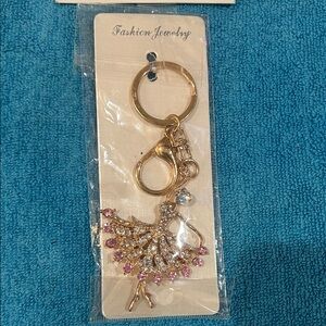 Gold and Pink Fashion Jewelry Keychain